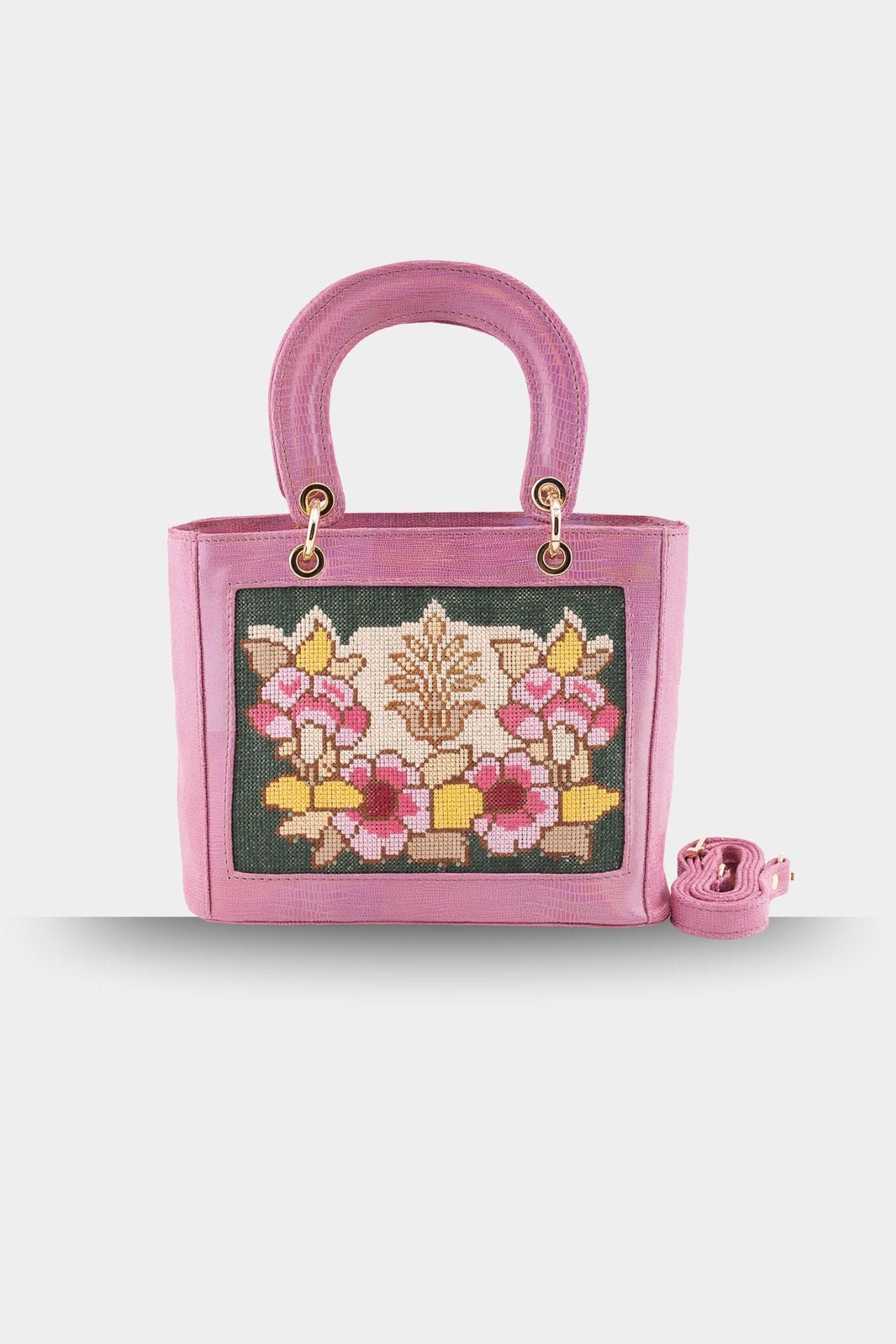 Pink flower tsevres handbag