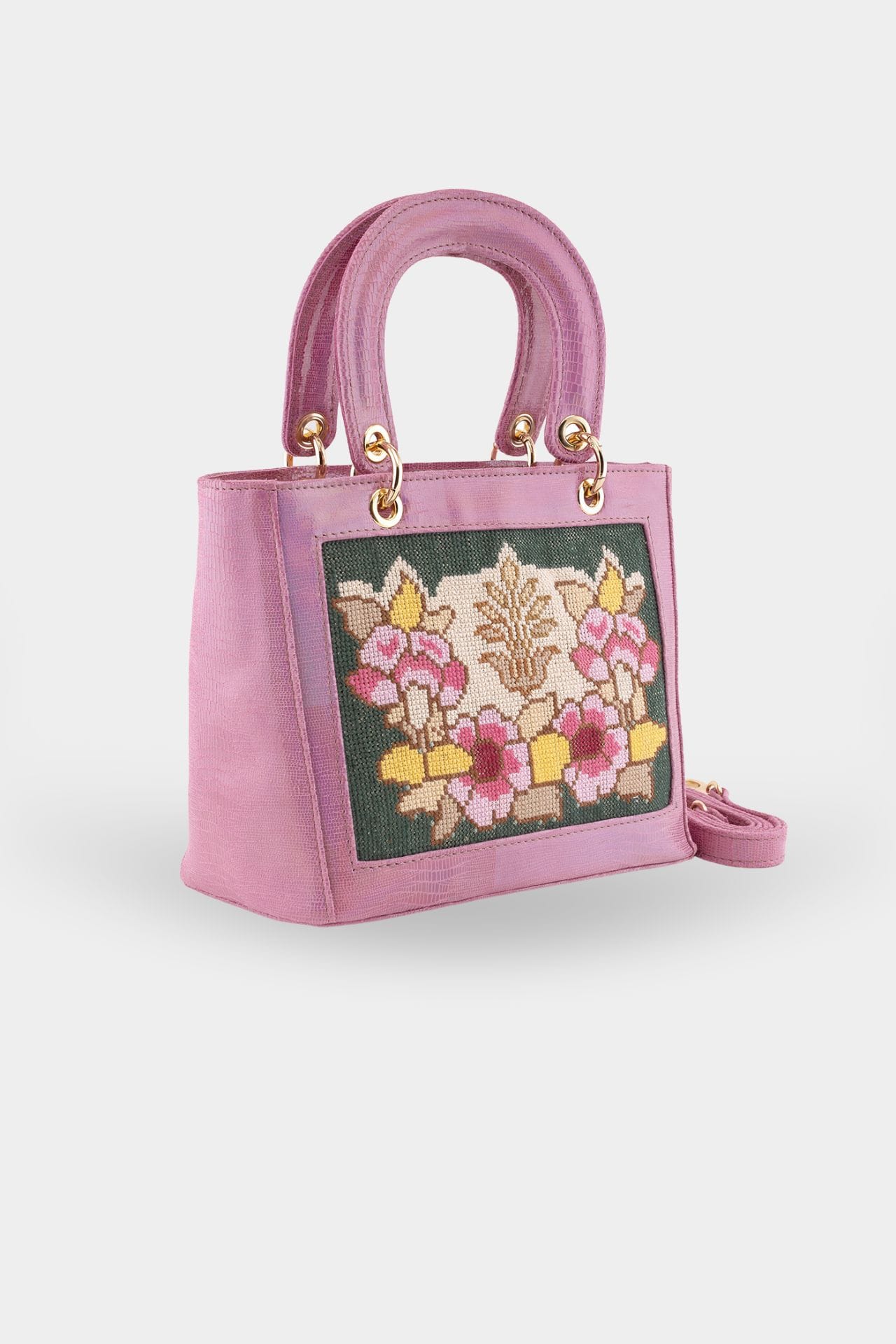 Pink flower tsevres handbag - Image 4